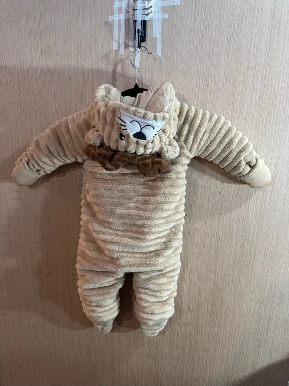 Koala baby Plush Corded Lion Infant One-Piece Romper Costume- Beige Size 6-9 M